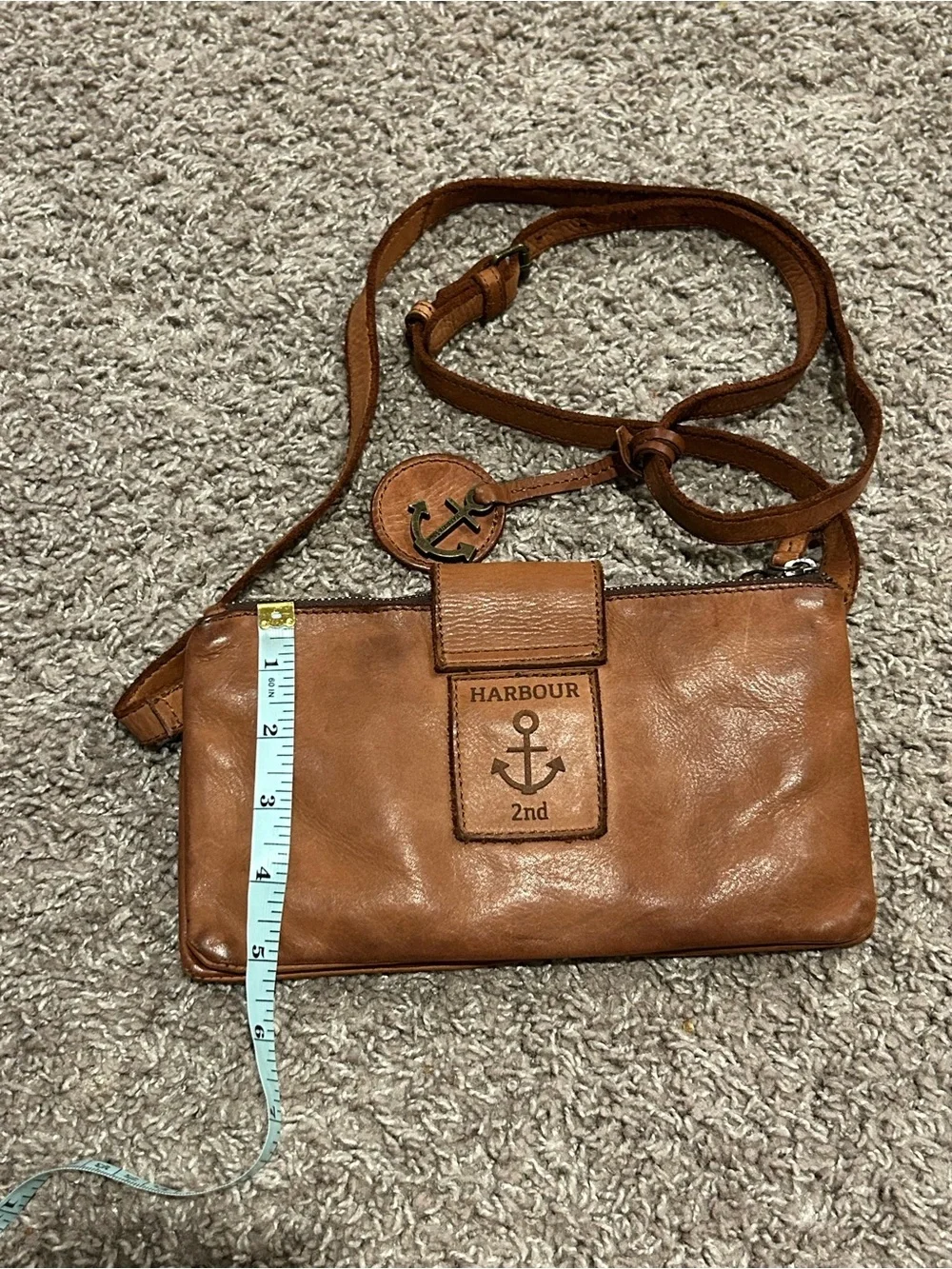Harbour  2Nd Genuine Leather Luna Cognac Crossbody Belt Purse Bag
